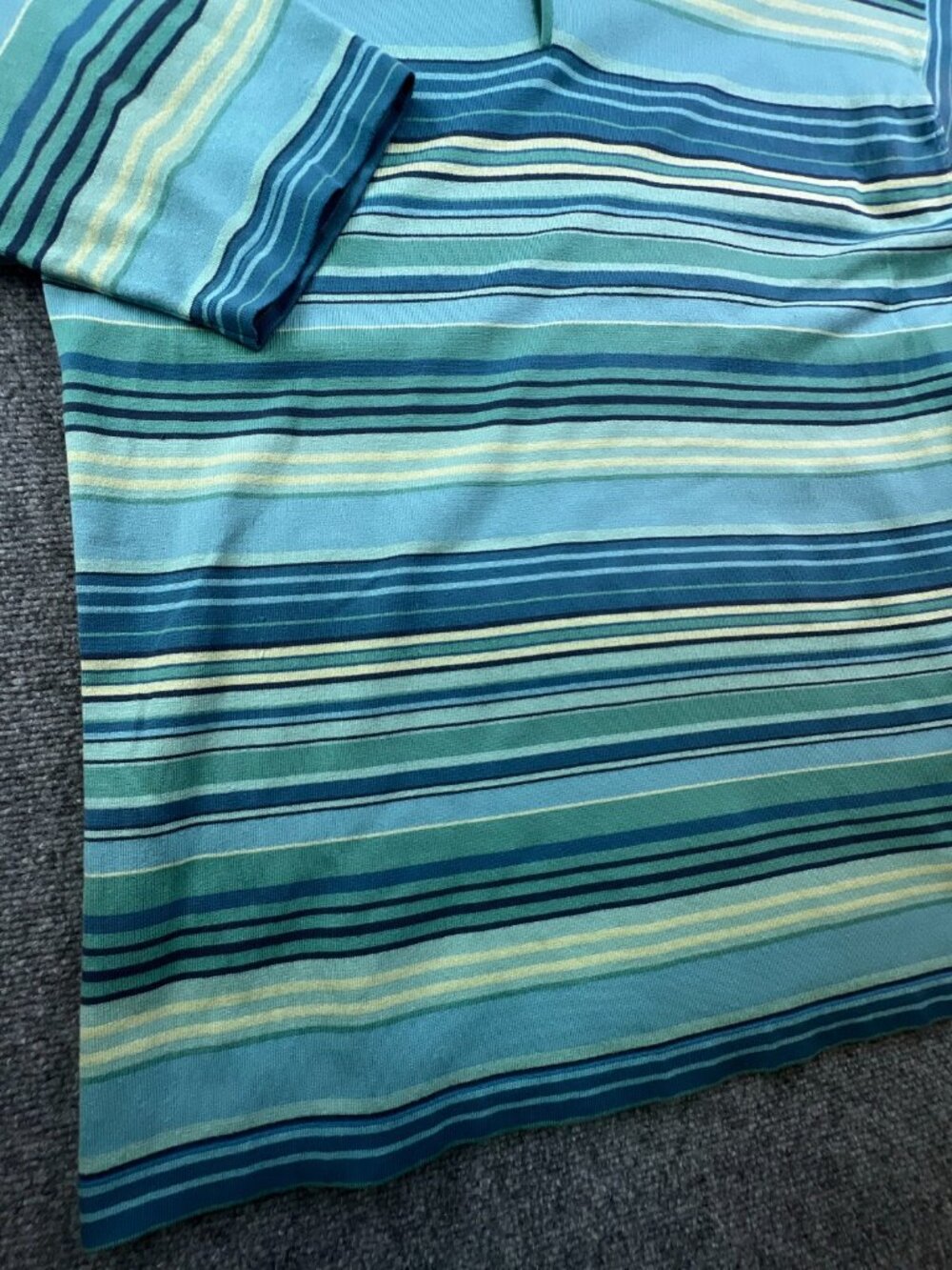 Tommy Bahama Polo Shirt Mens Large Silk Blend Blue Green Short Sleeve Striped - Picture 9 of 14
